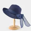 Summer Women's Straw Hat Bowknot Travel Female Hat Leisure Beach Hat UV Protection Straw Cap Simple Foldable Girl Fisherman Caps G220301