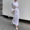 Nouvelle mode col haut à manches longues robes cordon robe de soirée Vestidos femmes évider couleur unie fronces Slim Maxi robe Y1204