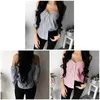 Mulheres sexy Listrado Abastia Off Blusa Casual Camisa de Manga Longa Camisa Crop Tops Ser88 Mulheres Blusas Camisas