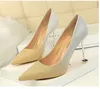 2022 Kvinnors Middag Fashion Tunna Klackar Sko Flickor Casual Pointed Closed Toe High Heel Pumps Lady Outdoor Party Club Sexig Rosa Guld Klänning Skor Storlek 35-40 # P89