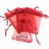 7x9cm 100pcs/Lot Deep Red Organza Jewelry Popular Gift Bag Cheap Pouches Packaging Custom Logo Printed Wholesale