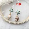 Dangle & Chandelier Gold Summer Beach Enamel Starfish Natural Seashell Minimalist Earrings Korean Fashion Conch Sea Snail Jewelry Handmade A