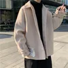 Erkek yünleri sıcak moda katı gündelik dış giyim kış kısa yün ceket sokak aşınması gevşek Koreli erkek all-mwch harajuku viol22