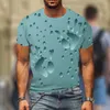 Men's T-Shirts Water Drop Pattern Raindrop Graphic 3D Summer Casual Short Sleeve Selling Fashion Tops Street Wear