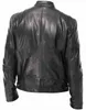 Vestes en cuir de moto pour hommes marron / noir veste en cuir hommes vintage veste à col montant PU faux cuir vêtements d'extérieur 211111