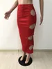 Saias Haohu Patchwork recorte Maxi vestido mulheres 2021 início do verão sexy em v-pescoço em v buraco mangas bodycon saia feminina streetwear