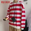 RUIHUO Autunno Hip Hop Felpa a righe da uomo giapponese Streetwear Felpa da uomo Felpe moda per uomo Abbigliamento 5XL 201114