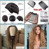 Synthetic Wigs Hair Products Wig Womens Long Curly African Small Curl Dyed Black Gradual Brown Fiber Header Drop Delivery 2021 L8Iqf