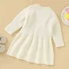 Autumn Winter Newborn Baby Girls Solid Color Long Sleeve Knitted Dress Children Clothing Toddler Baby Girls Princess Dress G1129