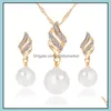 Orecchini Collana Set di gioielli Orecchino di perle all'ingrosso per matrimonio Festa di fidanzamento Spirale Diamante Fiore Ciondolo Cina Fabbrica Goccia Deli