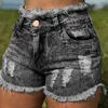 Hohe Taille -Denim -Shorts riss die Mode schlanke Sommer -Freizeitjeans Frauen W41 210526