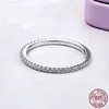 S925 Silver redondo pequenos anéis de diamante de zirconia para mulheres clássicas simples de empilhamento da aliança de casamento jóias finas jz094