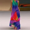 캐주얼 드레스 꽃 인쇄 민소매 여성 Maxi Dress 2021 여름 해변 긴 숙녀 Sundress 플러스 사이즈 여성 Vestidos