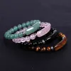 Novo Estilo 8mm Chakra Energia Pulseira Ametista Gemstone Cura Pedra Pedra Grânulos Verde Jade Stretch Age Bangle Pulseira