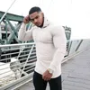 Spring Fashion Hooded Tröjor Män Casual Turtleneck Sweaters Slim Fit Sport Pullover Men Sweater Gym Knitwear Pull Homme 211102