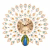 Horloges murales grand 3D diamant cristal Quartz paon montre Design moderne européen pour la maison salon décor silencieux Clock1