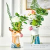 Résine Plantes Succulentes Fleur Planteur Pot Vases Panier Tête D'animal De Bande Dessinée pour La Décoration Intérieure 220210