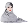 Muzułmańska Modlitwa Turban One Piece Head Cover Amira Shayla Ramadan Islamski Kobiety Pure Color Cekiny Wrap Hidżab Szalik Szale Nakrycia głowy