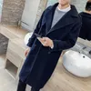 Misto lana da uomo Giacca invernale moda Uomo Trench classico Cappotto lungo slim fit nero caramello verde militare