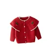 Girls Cardigan Kids Coats Baby Outerwear Cotton Crochet Knitting Patterns Children Sweaters Autumn Winter Clothing Jackets Tops Clothes Cute B8636