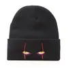 Broderad ullmösshatt Hat Scary Clown Eyes Sticked Hat varm säkring Hiphop Halloween i stock3702461