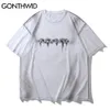 Gonthwid 티셔츠 Plague 의사 넥타이 염료 Tshirts 힙합 펑크 록 고딕 거리 망 패션 캐주얼 코튼 짧은 소매 탑 C0315