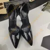 YSL ﾠ Femmes Paris Dress Chaussures Luxurys Designers Gold Black Black Golden Bottomlies 10 cm Talons