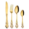 Set di posate 24 pezzi / lotto Set di stoviglie Oro Posate Forchetta Cucchiaio in acciaio inossidabile 304 Forchette reali Coltelli Cucchiai Stoviglie da cucina