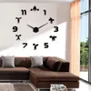 Wall Clocks 1Piece Weightlifting Fitness DIY Giant Clock GYM Sticker Watch 3D Luxury Creative Art Decor For