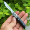 Multifunktionell Flipper Carving Folder Kniv 440c Satin Blade Ebony Handle Ball Bearing Folding Knives Inlcuding 2 Blades