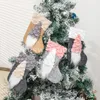 Chaussettes de noël avec poupée elfe Gnomes, impression de bonbons, sac cadeau, cheminée, décoration d'arbre de noël