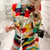 Moda Renkli Blok Mektup Baskı Blazer Feminino Kadınlar Uzun Kollu Çentikli Yaka Ceket Kadın Gevşek Giyim 211122