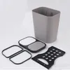 Trash Can Rectangle Plastic Push-Button Dual Compartment 12liter Recycling Waste Bin Garbage classified dustbin H99F 210728