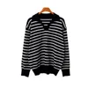 Women's Sweaters HziriP Knitwear Patchwork Striped Warm Stylish 2021 Slim Autumn Pullovers OL Chic High Street Femme Women Tops