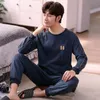 Men's Sleepwear Men's Pajamas Set Spring Autumn Leisure Elastic Waist Men Cotton Long Sleeve Nightwear Top Home Cloth