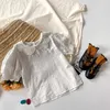 Estilo coreano meninas lace manga curta camisas de algodão respirável fino tops 210615