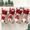 Christmas Stocking with Buffalo Plaid Swedish Santa Gnome Tomte Gift Bag Hanging Xmas Socks Decorations PHJK2110