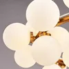 Modern White Glass Ball LED Chandelier lamps Nordic Style Living Room Dining Kitchen Decoration Home Lighting Golden Black Lamp