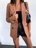 Blazers de grife estilo de moda feminina cor sólida manga longa com botões duplos jaqueta de terno para outono e inverno casual negócios tops