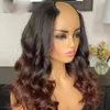 Ombre Dark Auburn Blonde U Part Wigs Peruvian Virgin Human Hair U -Form