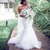 Abiti da sposa africani a sirena 2021 Plus Size con spalle scoperte Appliques in pizzo Abiti da sposa per ragazze nere Tulle abiti da sposa