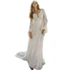 2022 Vintage Boho Beach Lace Bröllopsklänning Lång Lantern Sleeve Empire Waist V-Neck Monterad Bohemian Bridal Gowns Land Hippie Style Bride Dresses Vestidos de Novia
