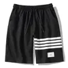Fashion Stripe Splicing Summer Shorts Men Cotton Casual Beach Drawstring Mens Big Size Loose Sportswear Short Pants 210716