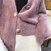 Teddy Ceket Ceket Zarif Gevşek Kadın Örme Hırka Fener Kollu Tiftik Süveter 2020 Sonbahar Kış Kadın Kabarık Ceket Y0829