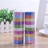 10 Rollen / partij 3M Glitter Washi Tape Sticker Papier Maskering Zelfklevend Kantoor School Tape Label Craft voor DIY Decoratieve willekeurige kleur