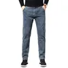 Men's Jeans Slim Pour Homme Men Solid Gray Straight Business Stretch Trousers Casual Denim Pants Trend Clothes Size 28-40
