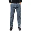 Men's Jeans Slim Pour Homme Men Solid Gray Straight Business Stretch Trousers Casual Denim Pants Trend Clothes Size 28-40