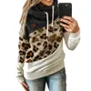 Frauen Hoodies Sweatshirts 5XL Leopard Patchwork Mit Kapuze Sweatshirt Frauen 2021 Herbst Winter Langarm Tops Weibliche Kordelzug Pullover