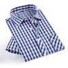 Летние рубашки с короткими рукавами модные мужчины бизнес -повседневные рубашки.