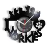 壁掛け時計私はヨーキーを愛してレコード時計の子犬犬の家の装飾腕時計ヨークシャーテリアペットアートワークギフト